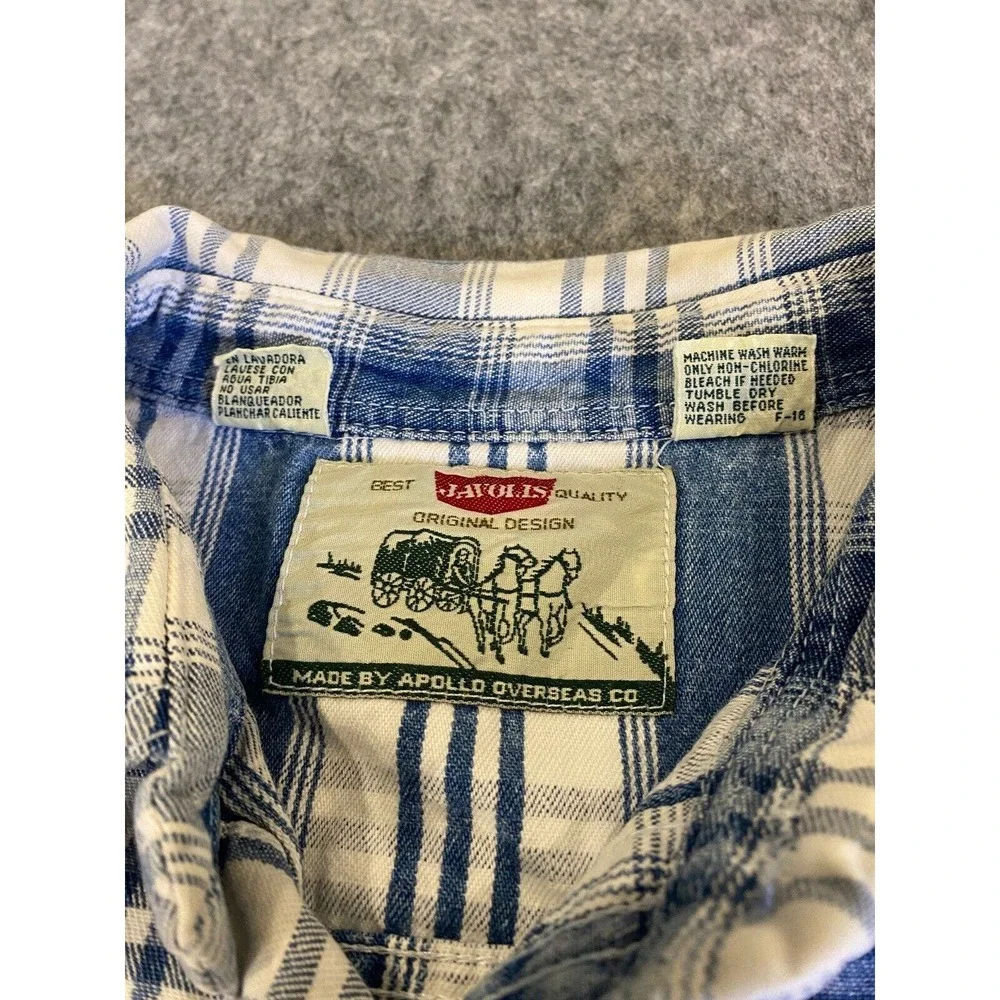 Vintage Javolis Plaid Button Up Cotton Longsleeve Shirt Sz Large - Picture 2 of 10